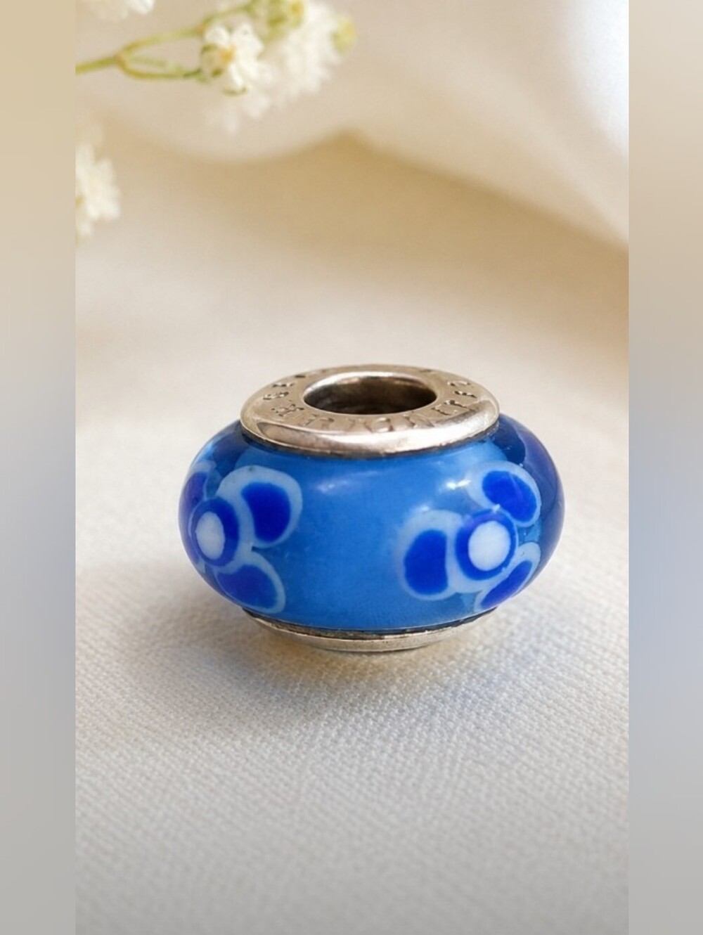Pandora Flowers For You Blue Glass Bead Charm